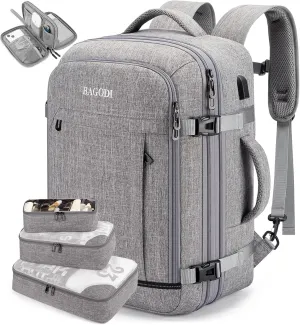 Carry On Backpack for Men Women,42L Flight Approved Travel Backpack with 4 Packing cubes,Expandable Water-resistant 17Inch Laptop Backpack,Casual Daypack Businless Weekend Hiking