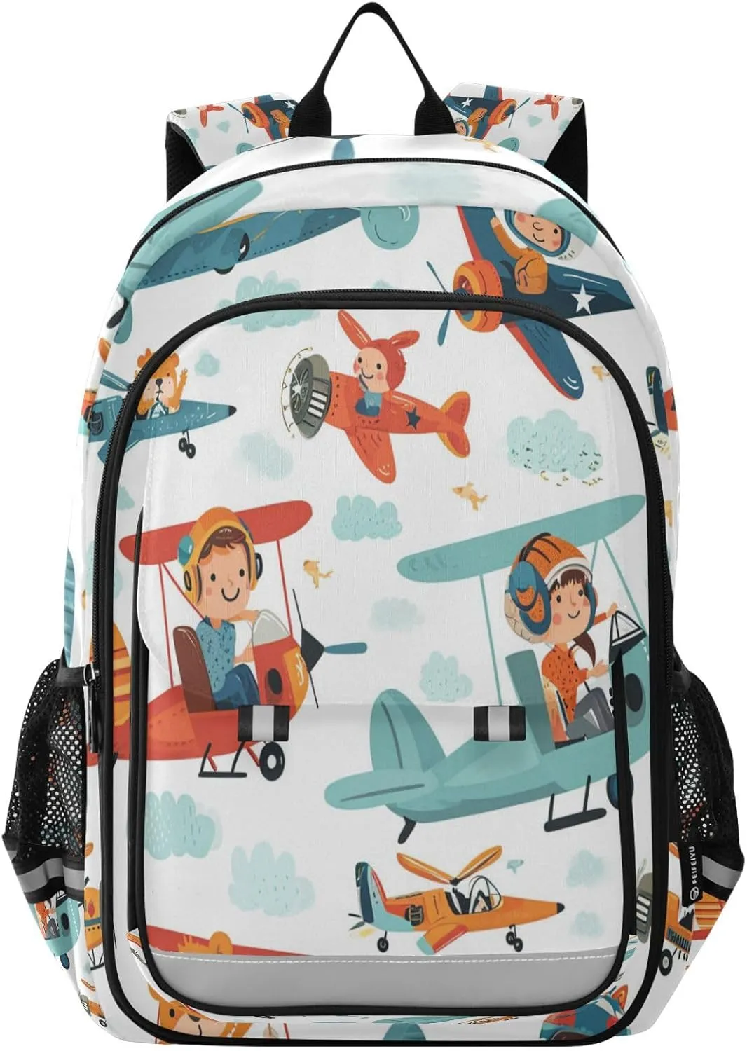 Cartoon Animal Aircraft School Backpacks Travel Laptop Bag Kids Bookbag for Girls Boys Teens Women Men