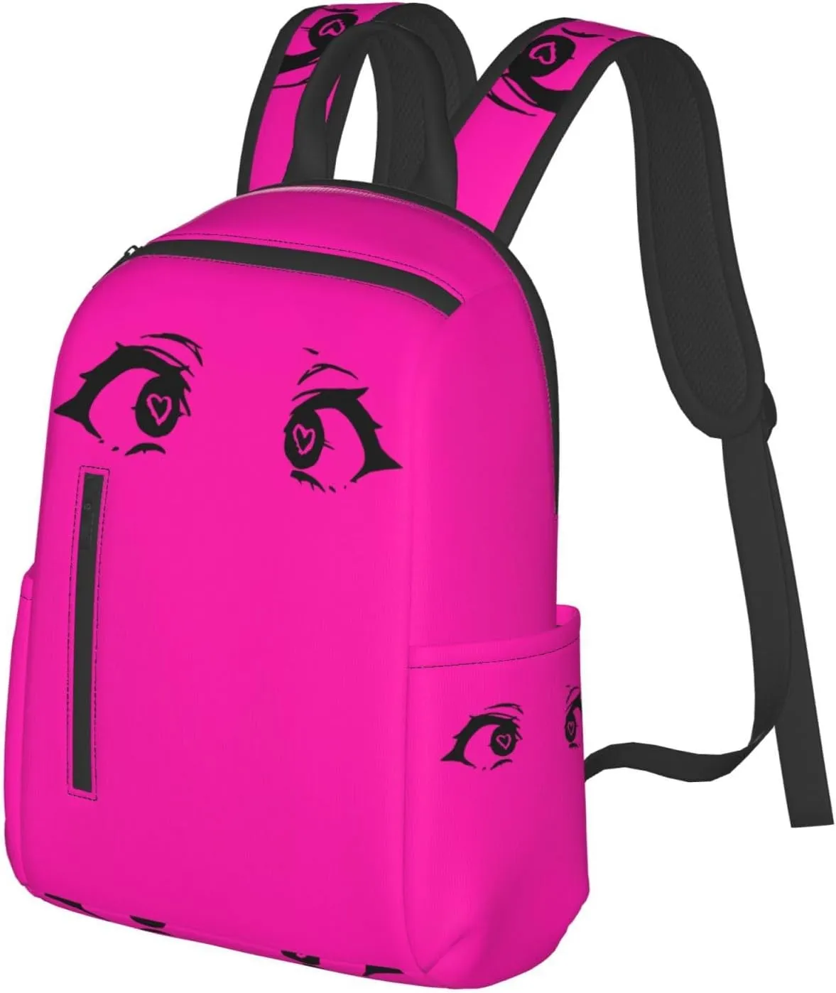 Cartoon Cute Hearts Eyes Casual Backpacks Large Capacity Laptop Backpack Sports Rucksack Travel Daypack Adjustable Shoulder Strap Work Bag for Outdoor Camping