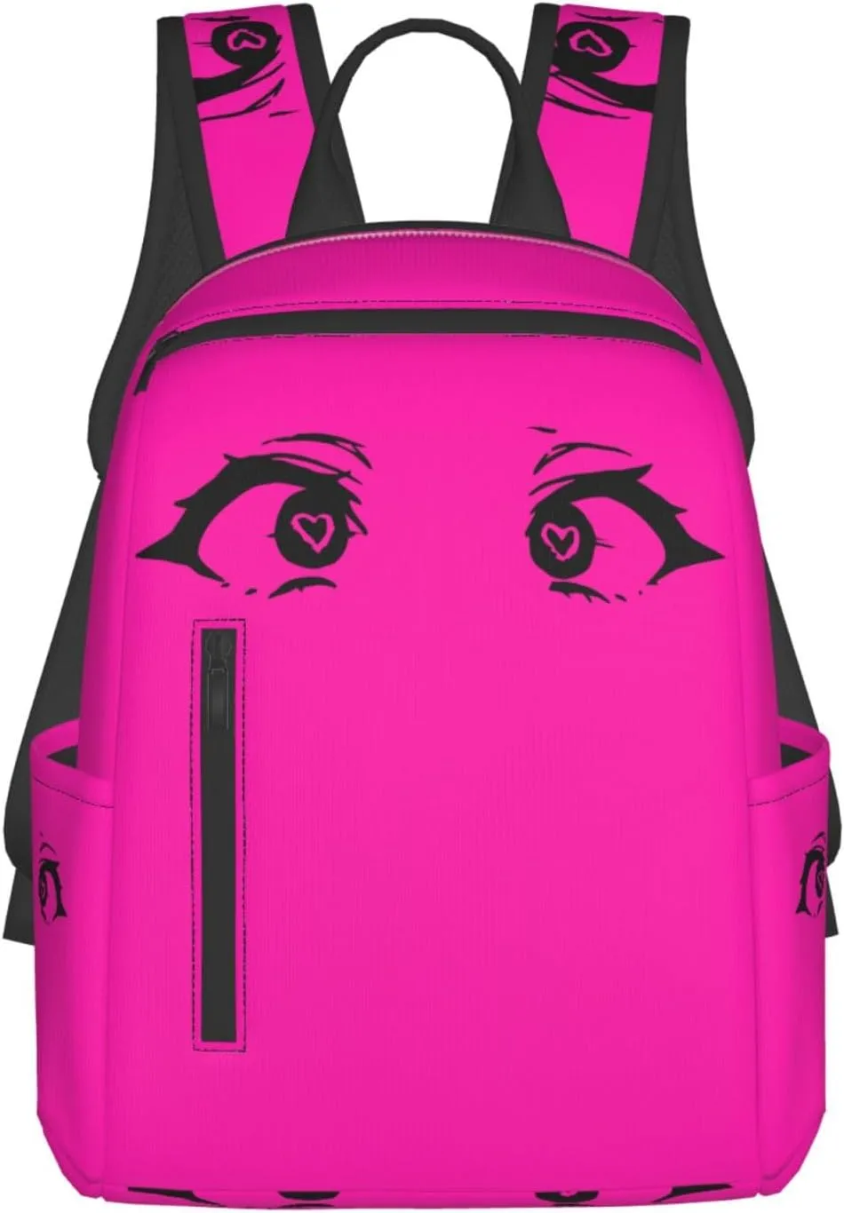 Cartoon Cute Hearts Eyes Casual Backpacks Large Capacity Laptop Backpack Sports Rucksack Travel Daypack Adjustable Shoulder Strap Work Bag for Outdoor Camping