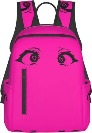 Cartoon Cute Hearts Eyes Casual Backpacks Large Capacity Laptop Backpack Sports Rucksack Travel Daypack Adjustable Shoulder Strap Work Bag for Outdoor Camping