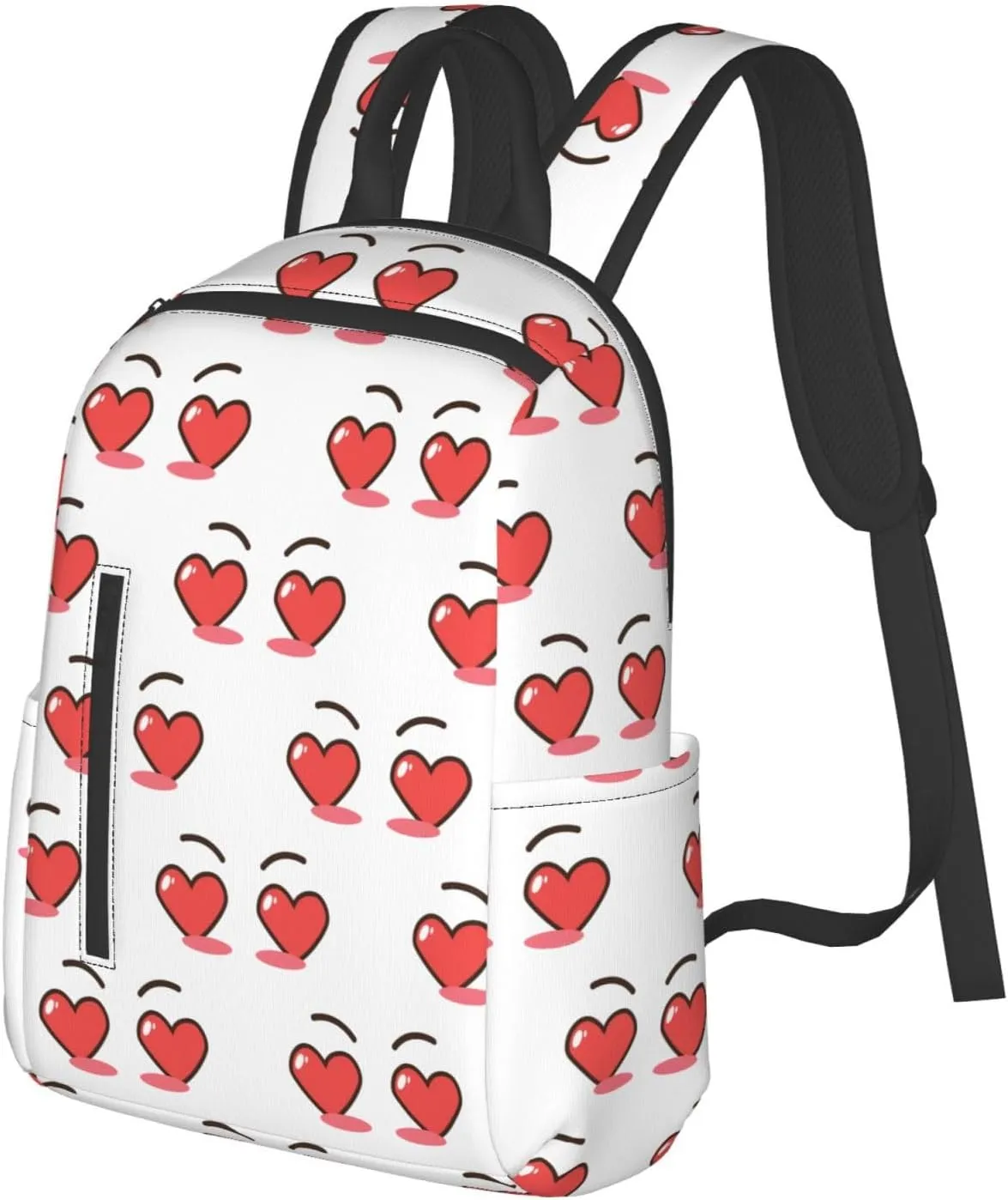 Cartoon Cute Love Hearts Eyes Casual Backpacks Large Capacity Laptop Backpack Sports Fitness Rucksack Travel Carry-On Daypack Adjustable Shoulder Strap Work Bag for Outdoor Camping
