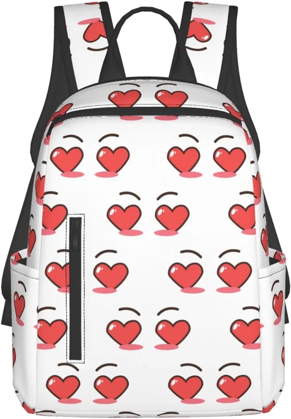 Cartoon Cute Love Hearts Eyes Casual Backpacks Large Capacity Laptop Backpack Sports Fitness Rucksack Travel Carry-On Daypack Adjustable Shoulder Strap Work Bag for Outdoor Camping