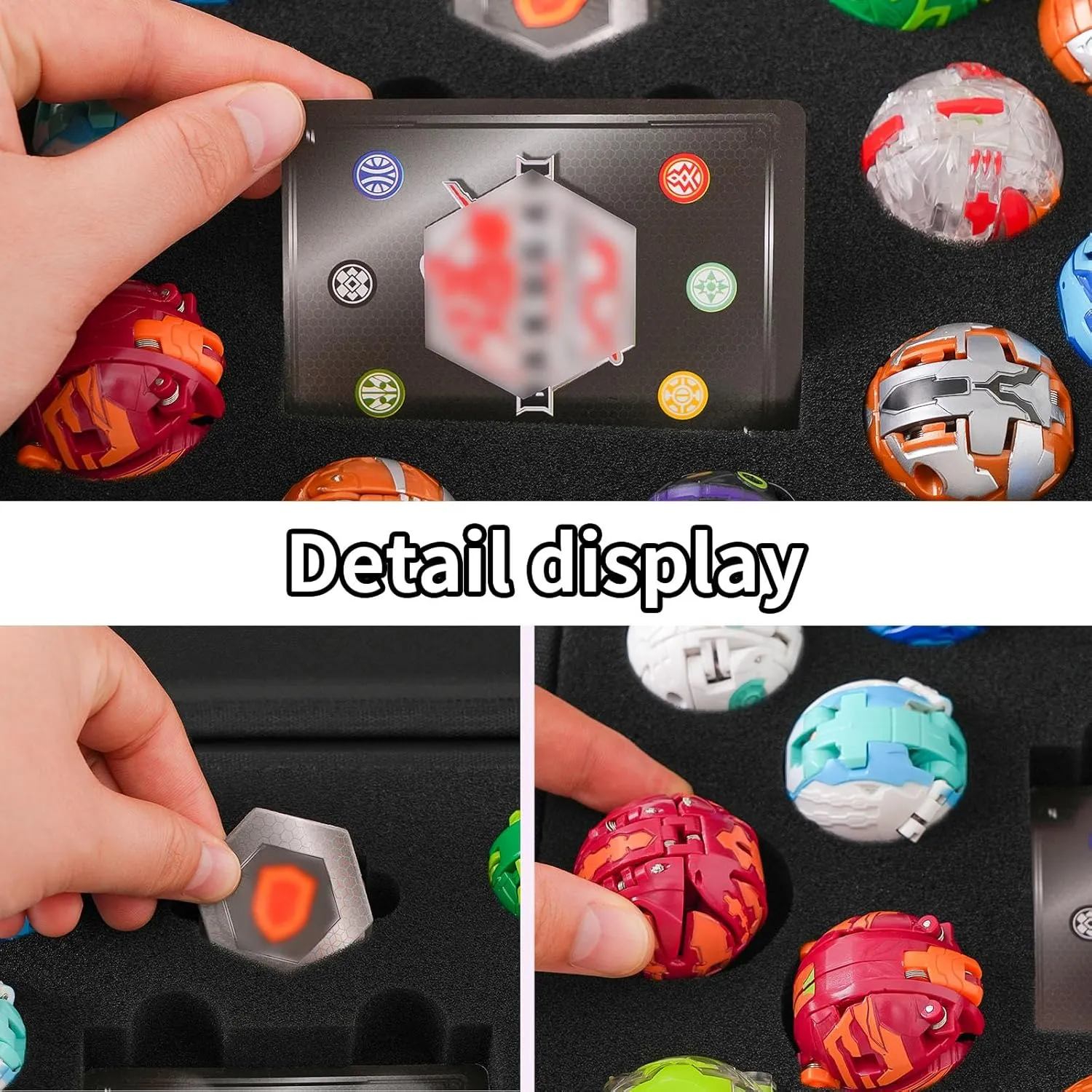 Case Compatible with Bakugan, Toy Organizer Bag for Figures, BakuCores, Armored Alliance, Geogan Rising with Mesh Pocket - Mini Toys Container Holder (Bag Only)-Black