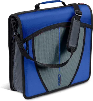 Case-it Mighty Zip Tab Zipper Binder, 3" O-Ring with 5-Color tabs, Expanding File Folder and Shoulder Strap and Handle, D-146- Midnight Blue