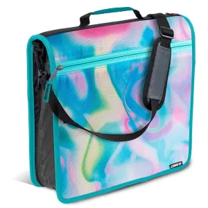 Case-it The Mighty Zip Tab Zipper Binder - 3 Inch O-Rings - 5 Color Tab Expanding File Folder - Multiple Pockets - 600 Sheet Capacity - Comes with Shoulder Strap - Aqua Iridescent Pastel D-146-P