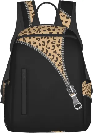 Cheetah Skin Under The Zipper Casual Backpacks Large Capacity Laptop Backpack Sports Rucksack Travel Daypack Adjustable Shoulder Strap Work Bag for Outdoor Camping