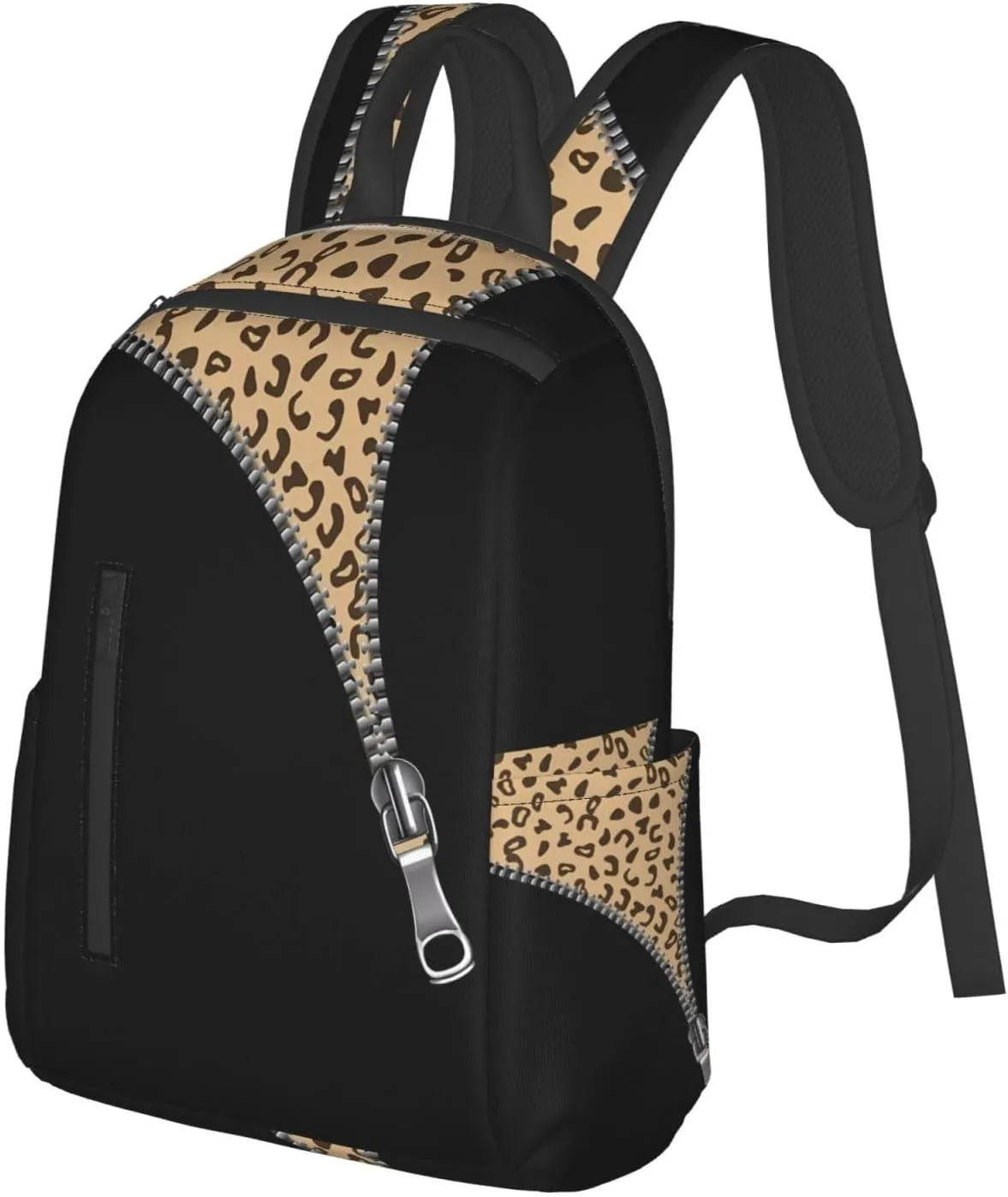 Cheetah Skin Under The Zipper Casual Backpacks Large Capacity Laptop Backpack Sports Rucksack Travel Daypack Adjustable Shoulder Strap Work Bag for Outdoor Camping