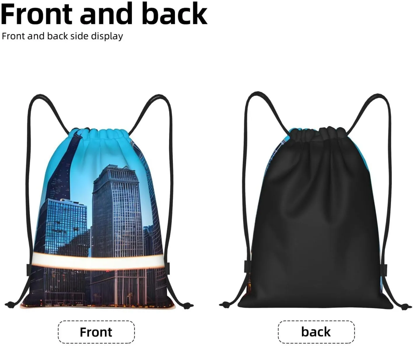 Chicago Reflect Print Drawstring Backpack Bag Sport Gym Sack Drawstring Bag String Beach Bag Yoga Bag
