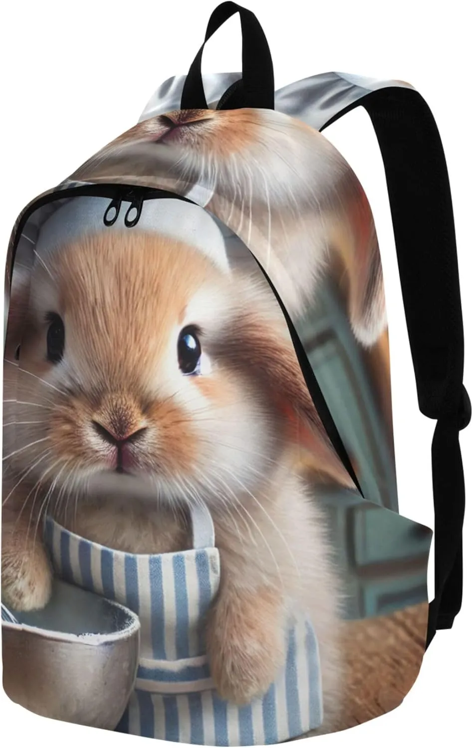 CHIFIGNO Cute Baking Bunny Chef Casual Backpack for Men Women Casual Cool Teen Backpacks for Girls