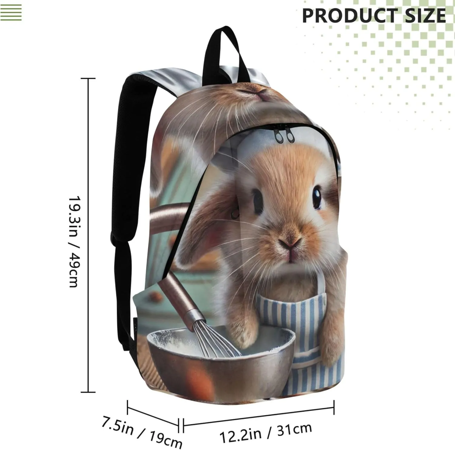 CHIFIGNO Cute Baking Bunny Chef Casual Backpack for Men Women Casual Cool Teen Backpacks for Girls