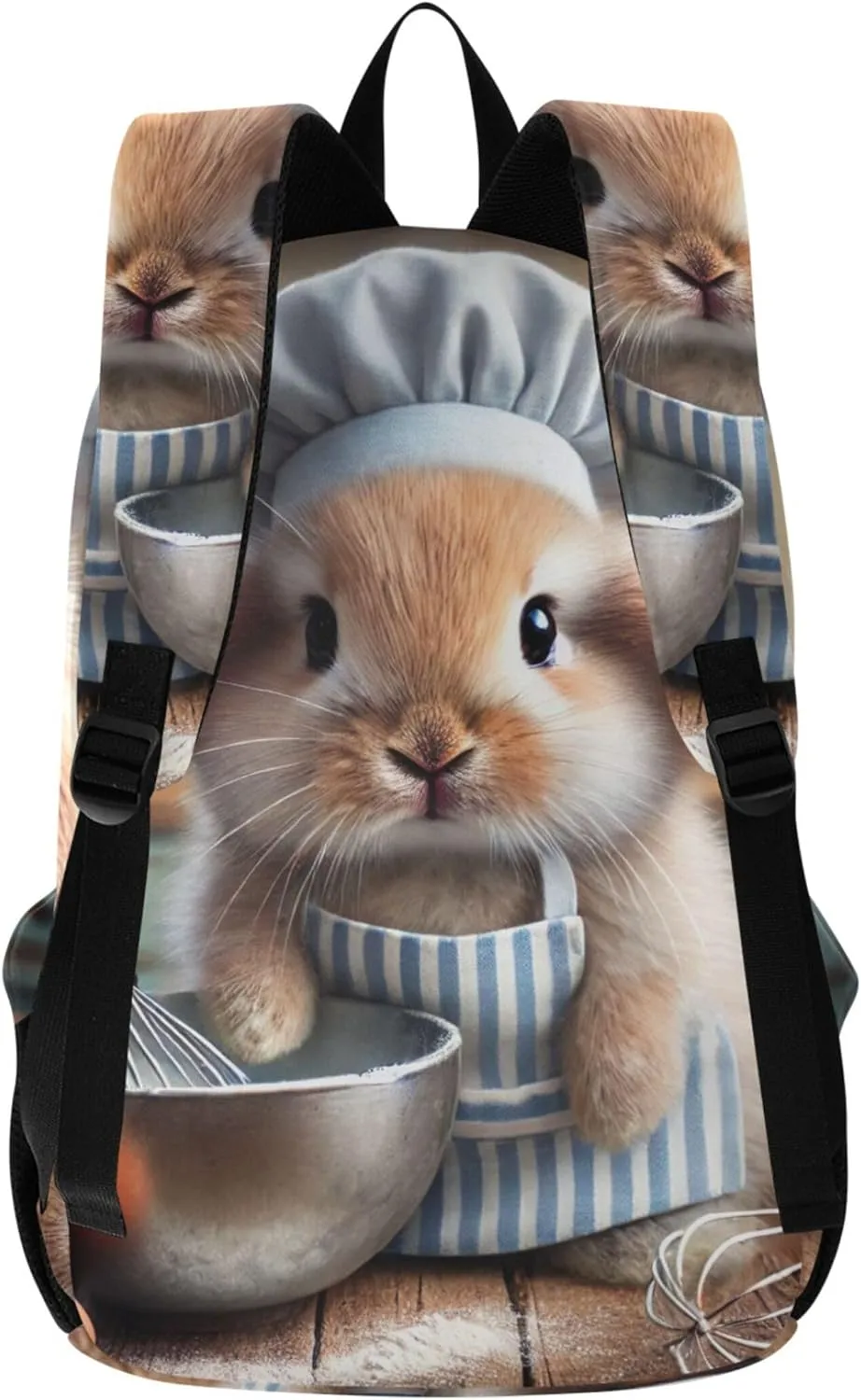 CHIFIGNO Cute Baking Bunny Chef Casual Backpack for Men Women Casual Cool Teen Backpacks for Girls