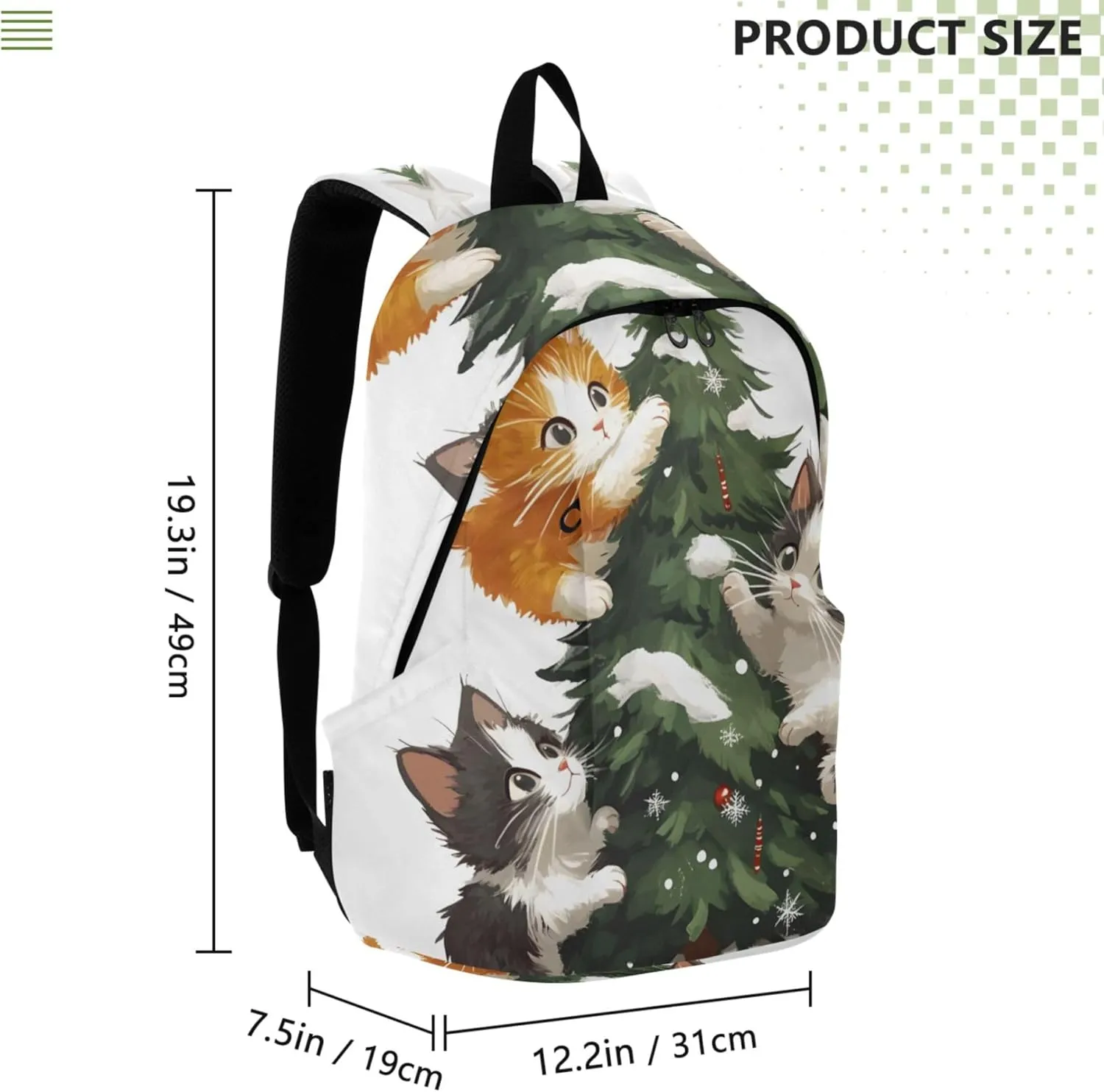 CHIFIGNO Cute Cats Christmas Tree Casual Casual Daypack Backpacks for Women Cool Bookbag for School Gifts