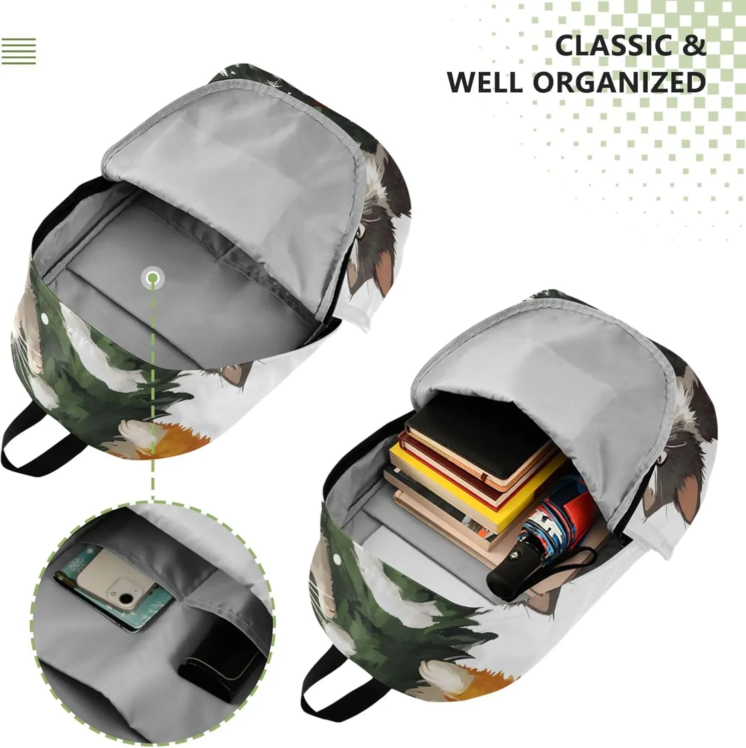 CHIFIGNO Cute Cats Christmas Tree Casual Casual Daypack Backpacks for Women Cool Bookbag for School Gifts