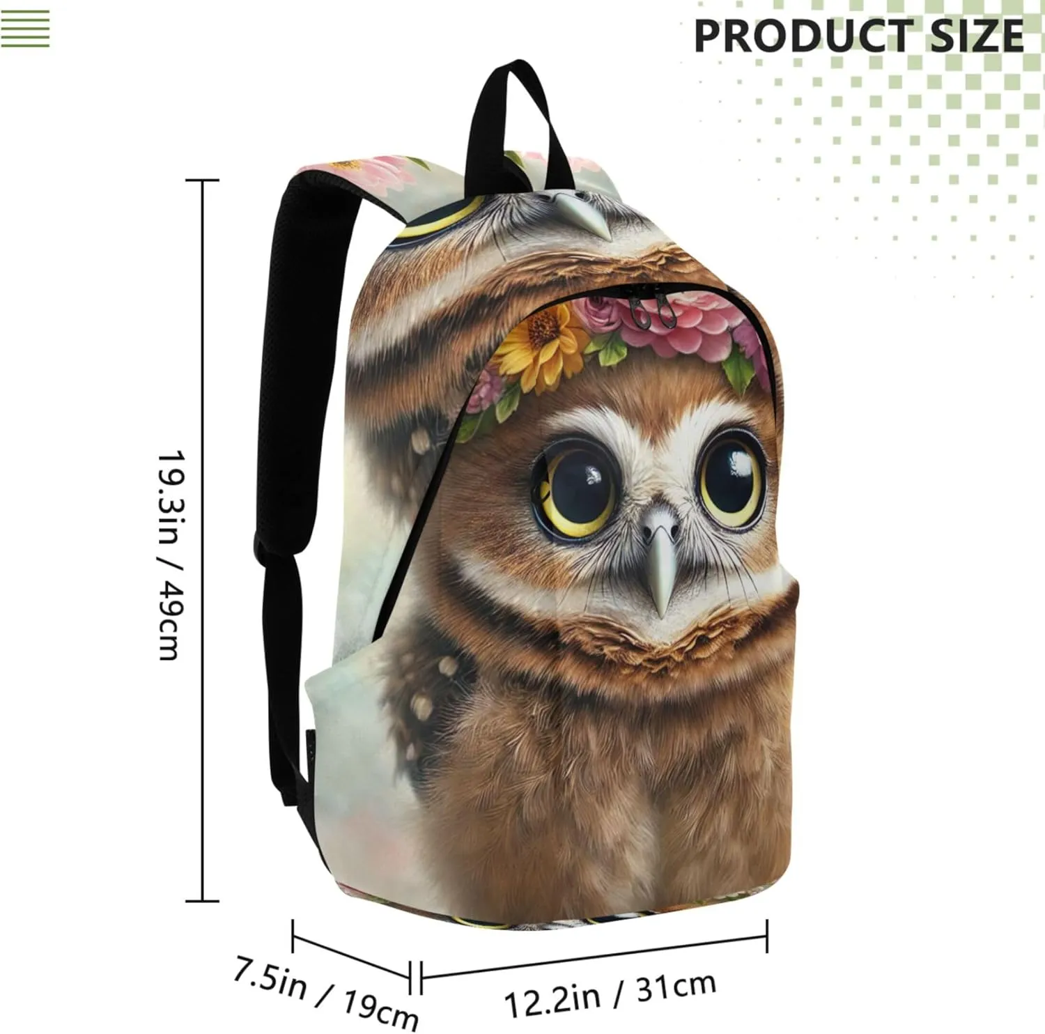 CHIFIGNO Cute Floral Crown Owl Casual Backpack for Men Women Personalized Teen Girls College Backpacks