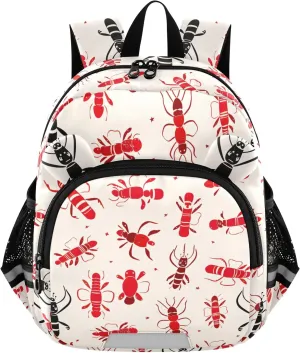 CHIFIGNO Red Lobsters Small Toddler Backpack for Girls Boys Kids School Bag Travel Bookbag