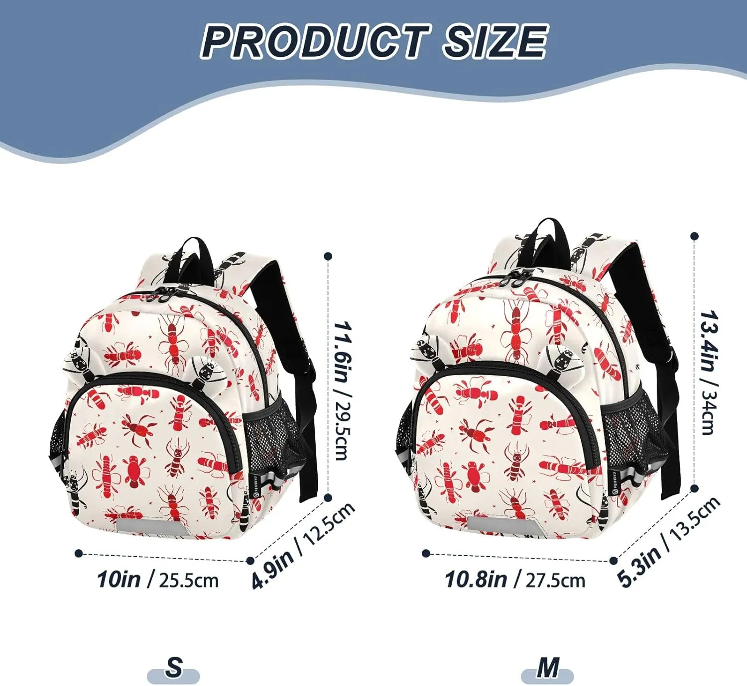 CHIFIGNO Red Lobsters Small Toddler Backpack for Girls Boys Kids School Bag Travel Bookbag
