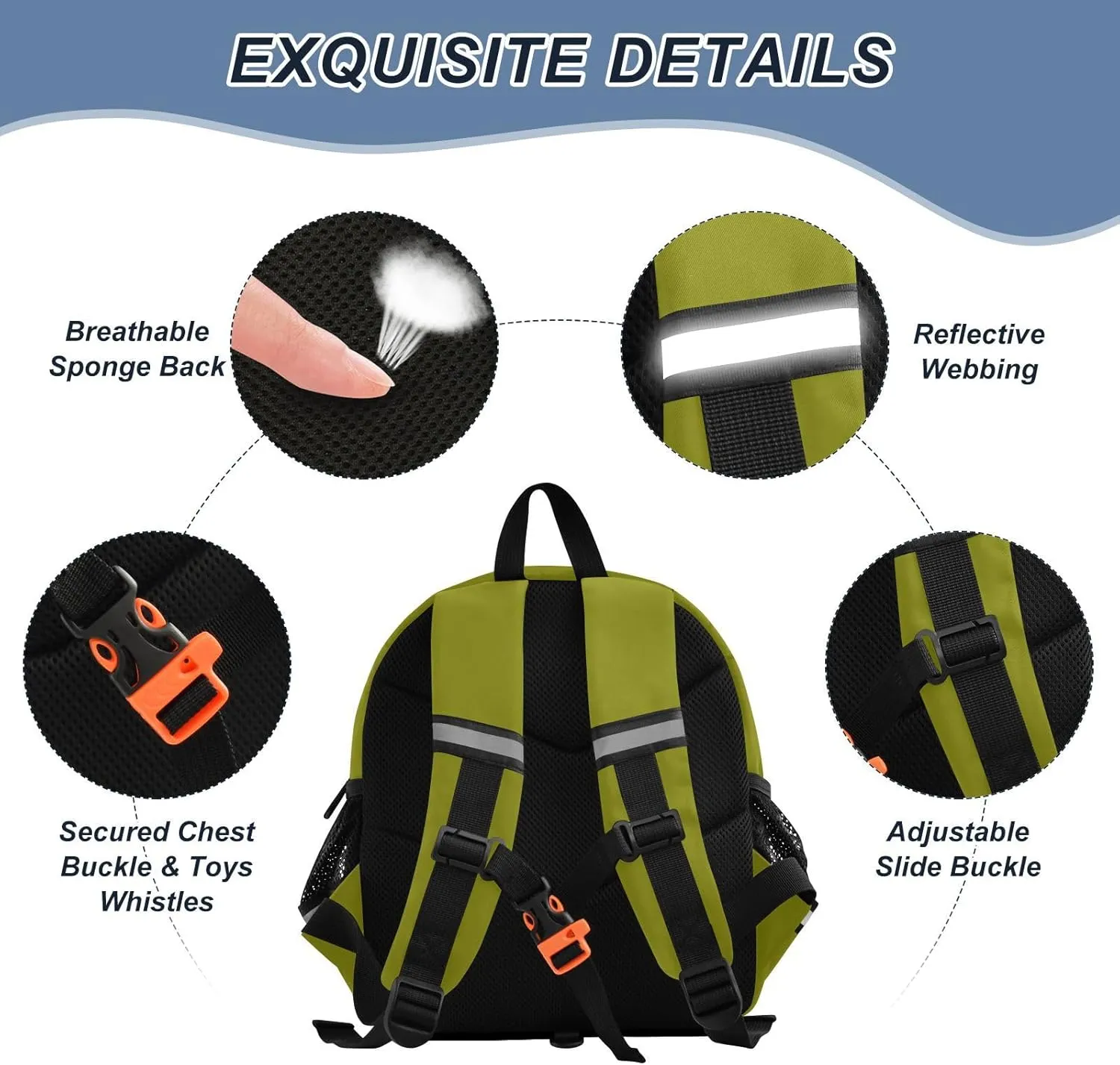 Children's Leash Backpacks, Olive Girl Toddler Backpack 3-6 Years