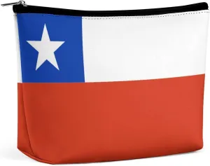 Chile Flag Makeup Pouch for Purse Cosmetic Bag Travel Toiletry Organizer for Women
