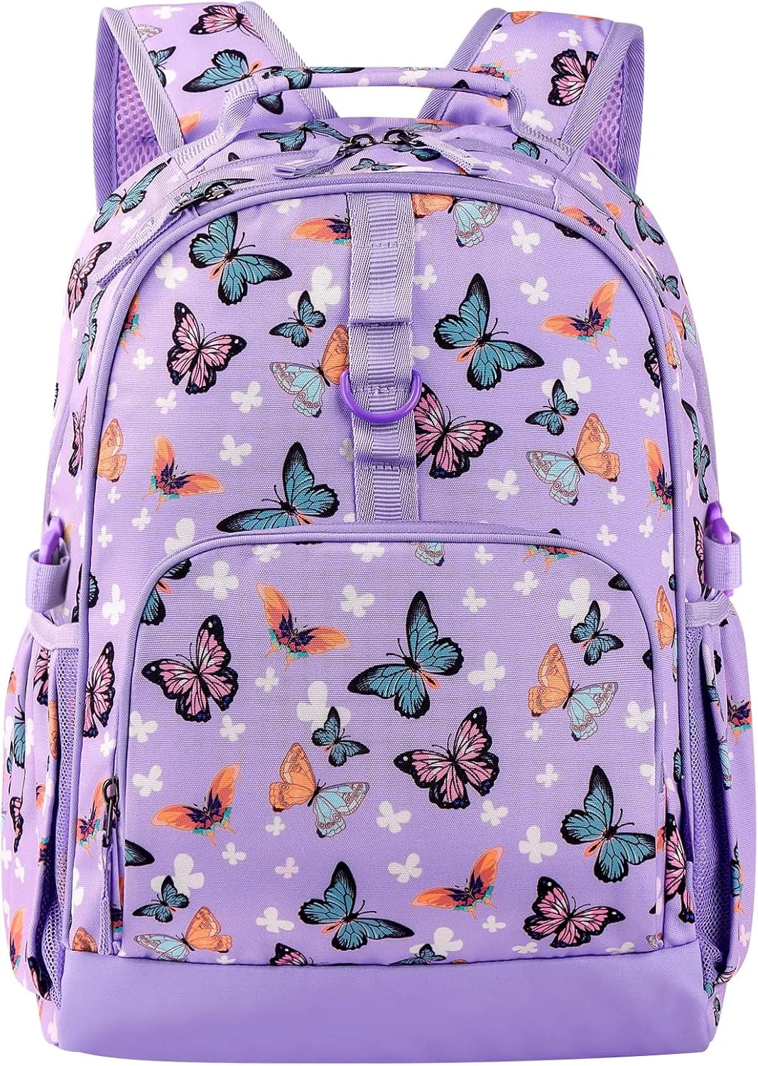 Choco Mocha Butterfly Backpack for Girls, Kids School Backpacks Girls Backpacks Ages 6-8, Kindergarten Bookbag Girl Elementary School Bag 18 Inch, Purple