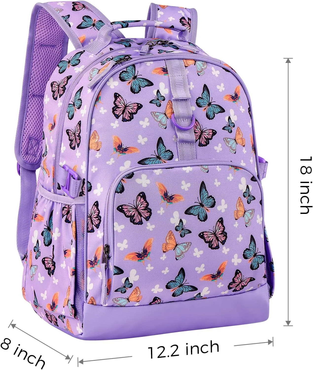 Choco Mocha Butterfly Backpack for Girls, Kids School Backpacks Girls Backpacks Ages 6-8, Kindergarten Bookbag Girl Elementary School Bag 18 Inch, Purple