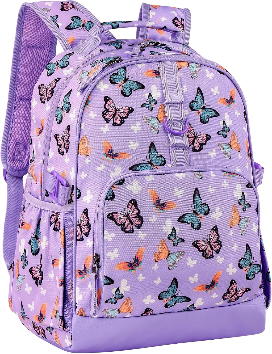 Choco Mocha Butterfly Backpack for Girls, Kids School Backpacks Girls Backpacks Ages 6-8, Kindergarten Bookbag Girl Elementary School Bag 18 Inch, Purple