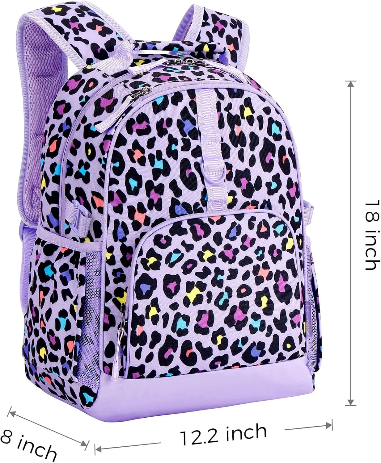 Choco Mocha Cheetah Backpack for Girls, Kids School Backpacks Girls Backpacks Ages 6-8, Kindergarten Bookbag Girl Elementary School Bag 18 Inch, Purple