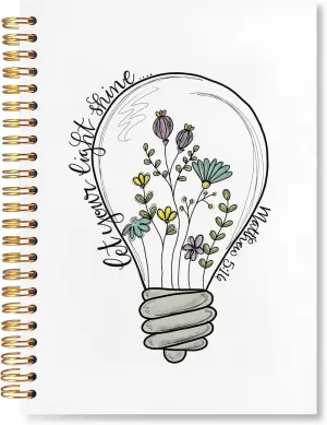 Christian Notebook, Let Your Light Shine Bible Journal for Women, Christian Notebooks for Women, Prayer Journal for Women, Church Notes Notebook, Hardcover Spiral Notebook 5.5x8.3 Inch