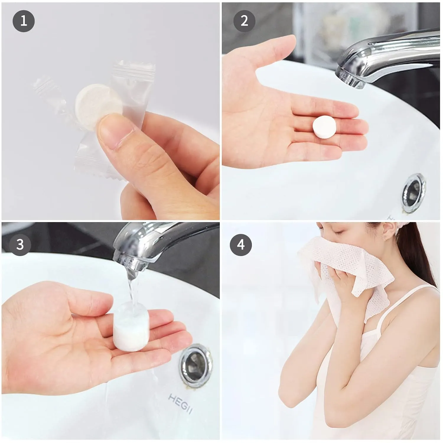 Classycoo Compressed Towel 200 PCS Mini Tablets Disposable Portable Face Towel Cotton Coin Tissue for Travel, Camping,Hiking, Sport,Beauty Salon,Home Hand Wipes and Other Outdoor Activities Pink Blue