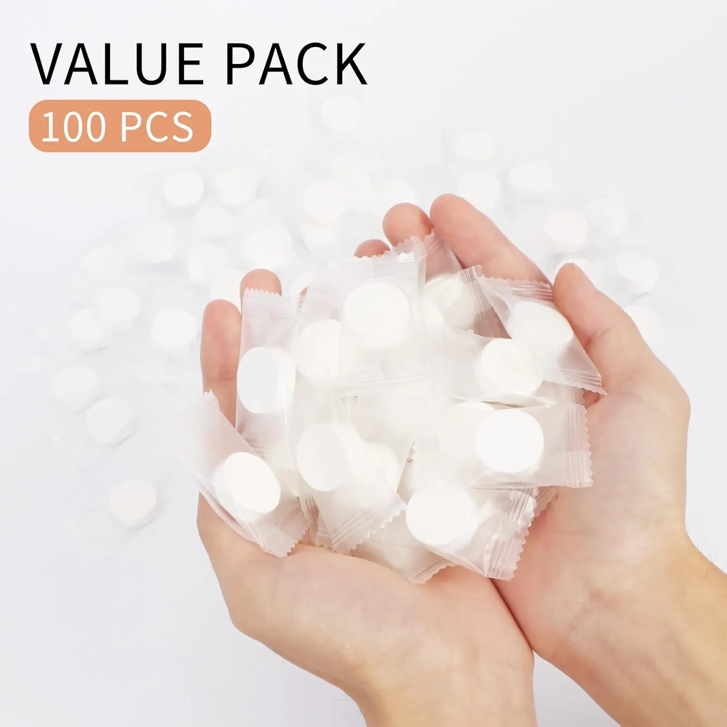 Classycoo Compressed Towel 200 PCS Mini Tablets Disposable Portable Face Towel Cotton Coin Tissue for Travel, Camping,Hiking, Sport,Beauty Salon,Home Hand Wipes and Other Outdoor Activities Pink Blue