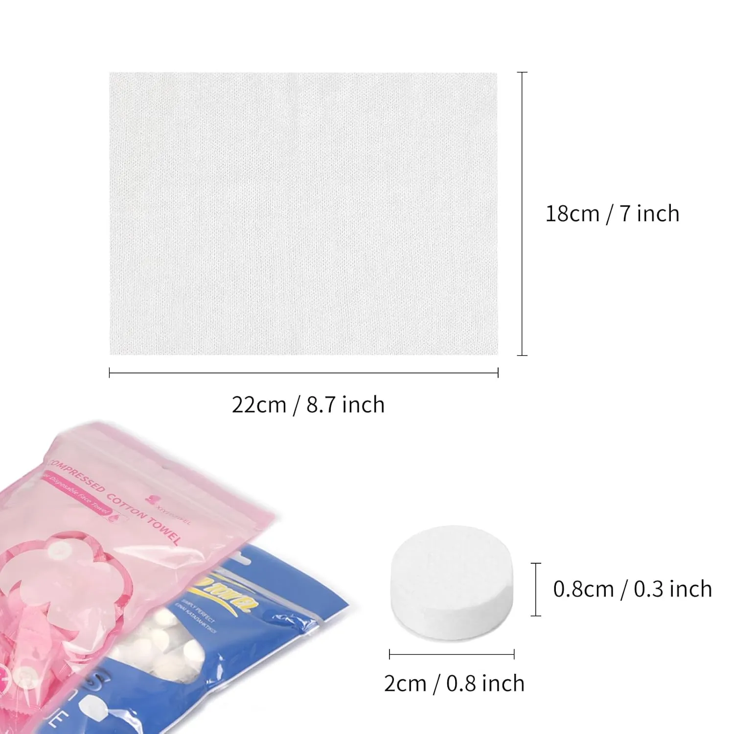 Classycoo Compressed Towel 200 PCS Mini Tablets Disposable Portable Face Towel Cotton Coin Tissue for Travel, Camping,Hiking, Sport,Beauty Salon,Home Hand Wipes and Other Outdoor Activities Pink Blue