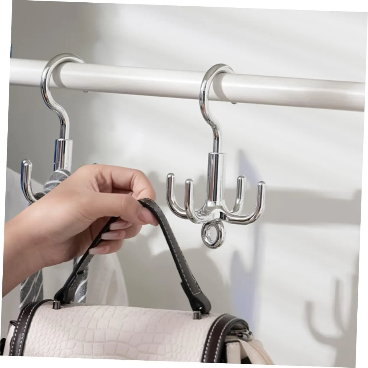 Claw Rotary Hanger Multi Functional Belt Organizer with Rotation Space Saving Hanging Hook for Clothes Handbags Ties and More for Closet Storage