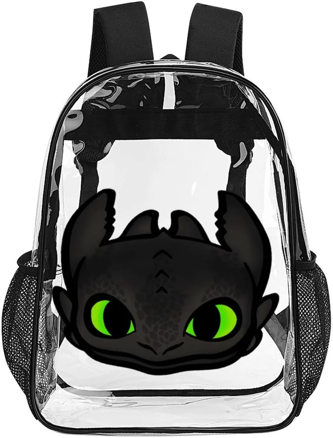 Clear Backpack Heavy Duty PVC Transparent Cartoon Dragon Backpack 17" Large Capacity See Through Bag for Travel