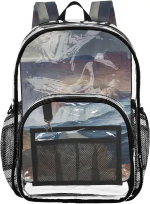 Clear Bag for Women Travel Kids Backpack for Girls School Clear Shoulder Bag Shoshone Falls Idaho Thomas Moran