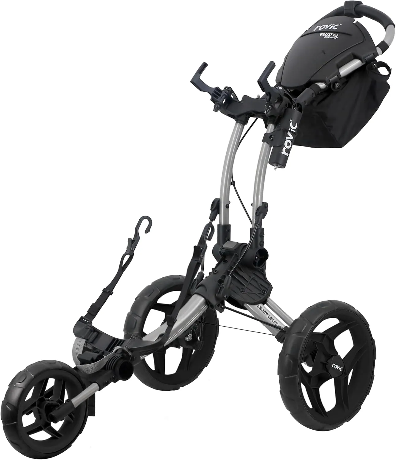 Clicgear Rovic RV1D 2.0 Disc Golf Push Cart | 3-Wheel| Fits All Disc Golf Backpacks