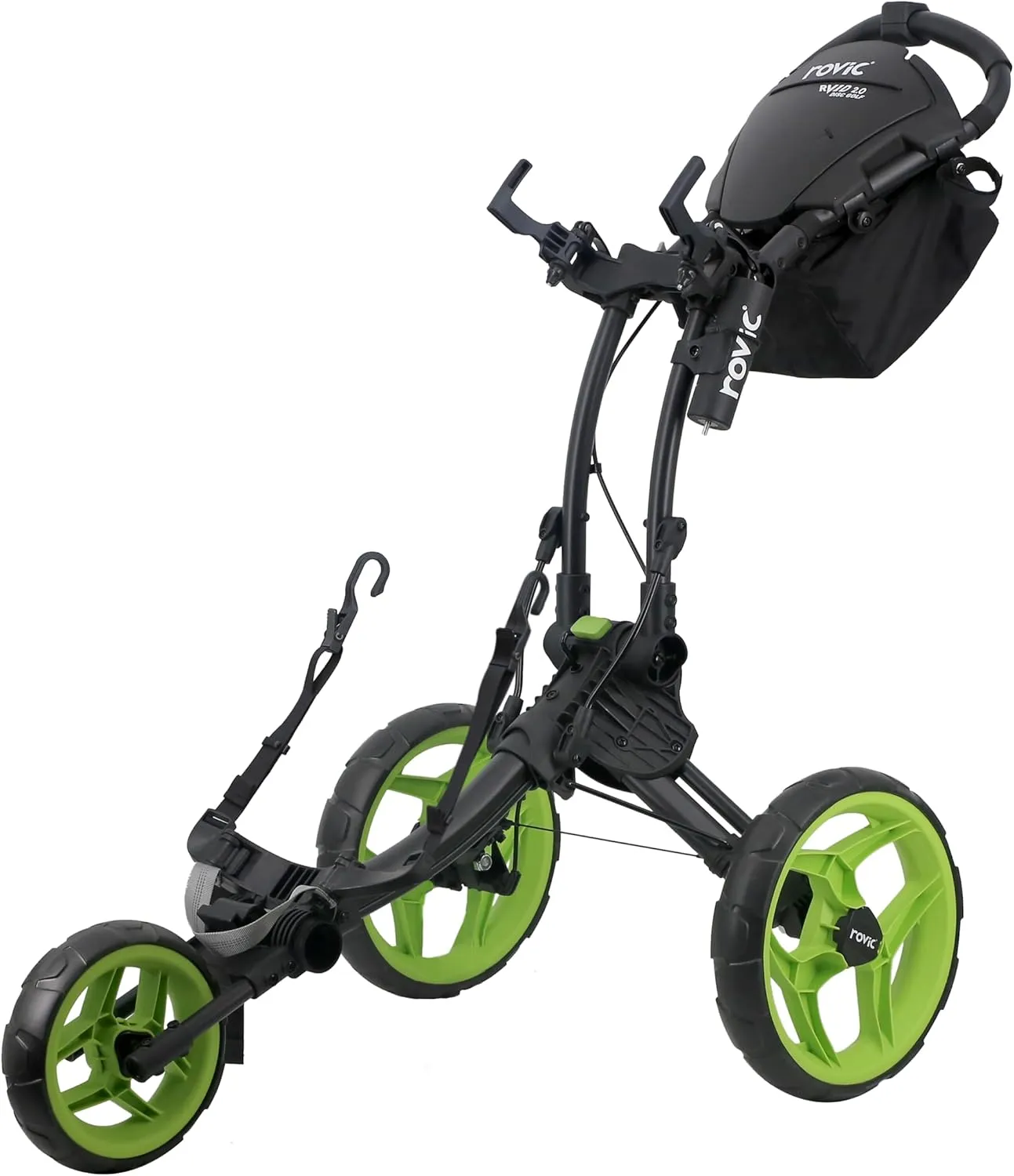 Clicgear Rovic RV1D 2.0 Disc Golf Push Cart | 3-Wheel| Fits All Disc Golf Backpacks