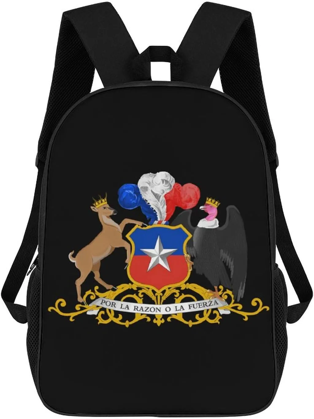 Coat of Arms of Chile Travel Backpack 17 Inch Laptop Daypack Shoulder Bag with Adjustable Shoulder Straps for Men Women