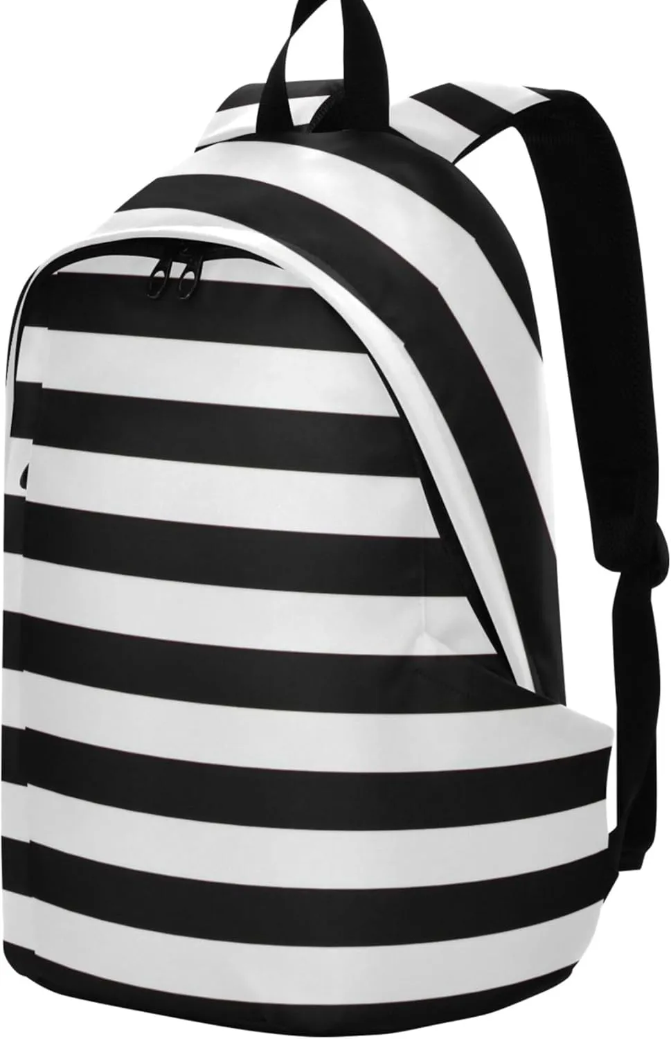 Colorful Casual Womens Daypack Cute Backpack Black White Stripes Cool Gifts for College Students
