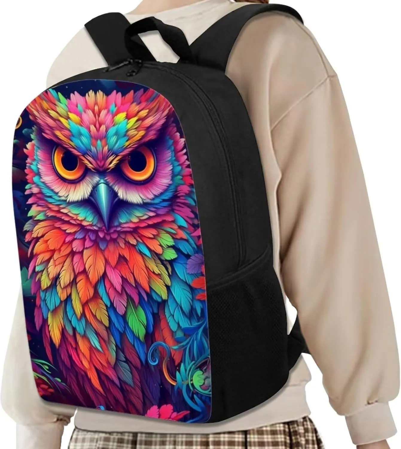 Colorful Cool Owl Cool Animal Backpack School Backpacks Preschool Book Bag Cute School Bags for Kids Boys Girls Travel Daypack