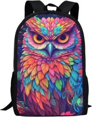 Colorful Cool Owl Cool Animal Backpack School Backpacks Preschool Book Bag Cute School Bags for Kids Boys Girls Travel Daypack