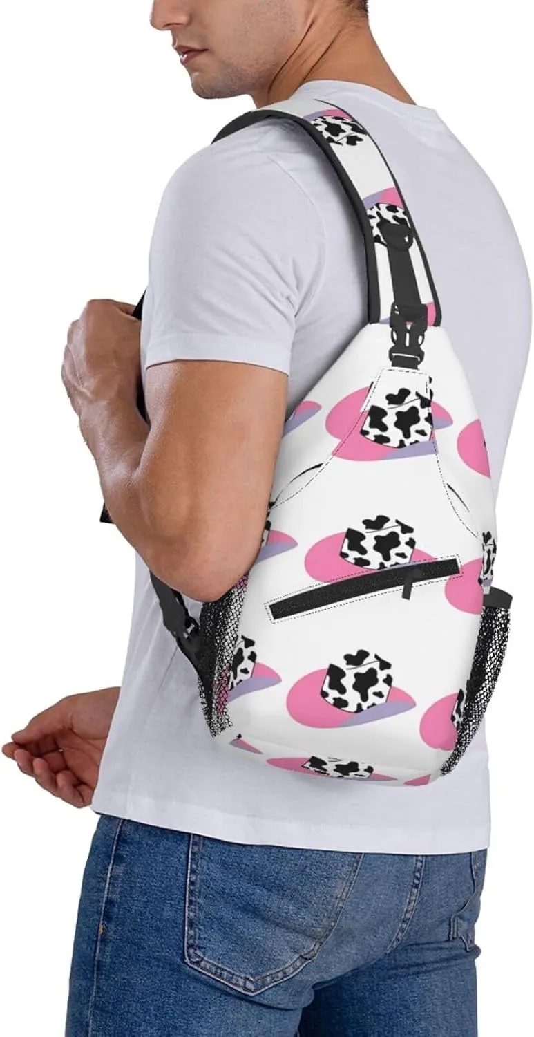Colorful Cow Pattern Sling Bag Casual Chest Bags Adjustable Crossbody Bag Shoulder Backpack For Travel Hiking