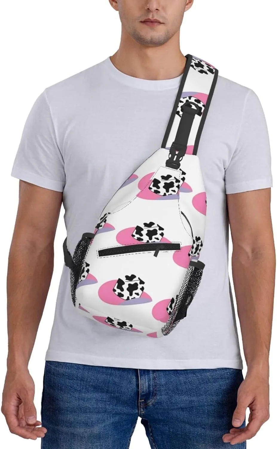 Colorful Cow Pattern Sling Bag Casual Chest Bags Adjustable Crossbody Bag Shoulder Backpack For Travel Hiking