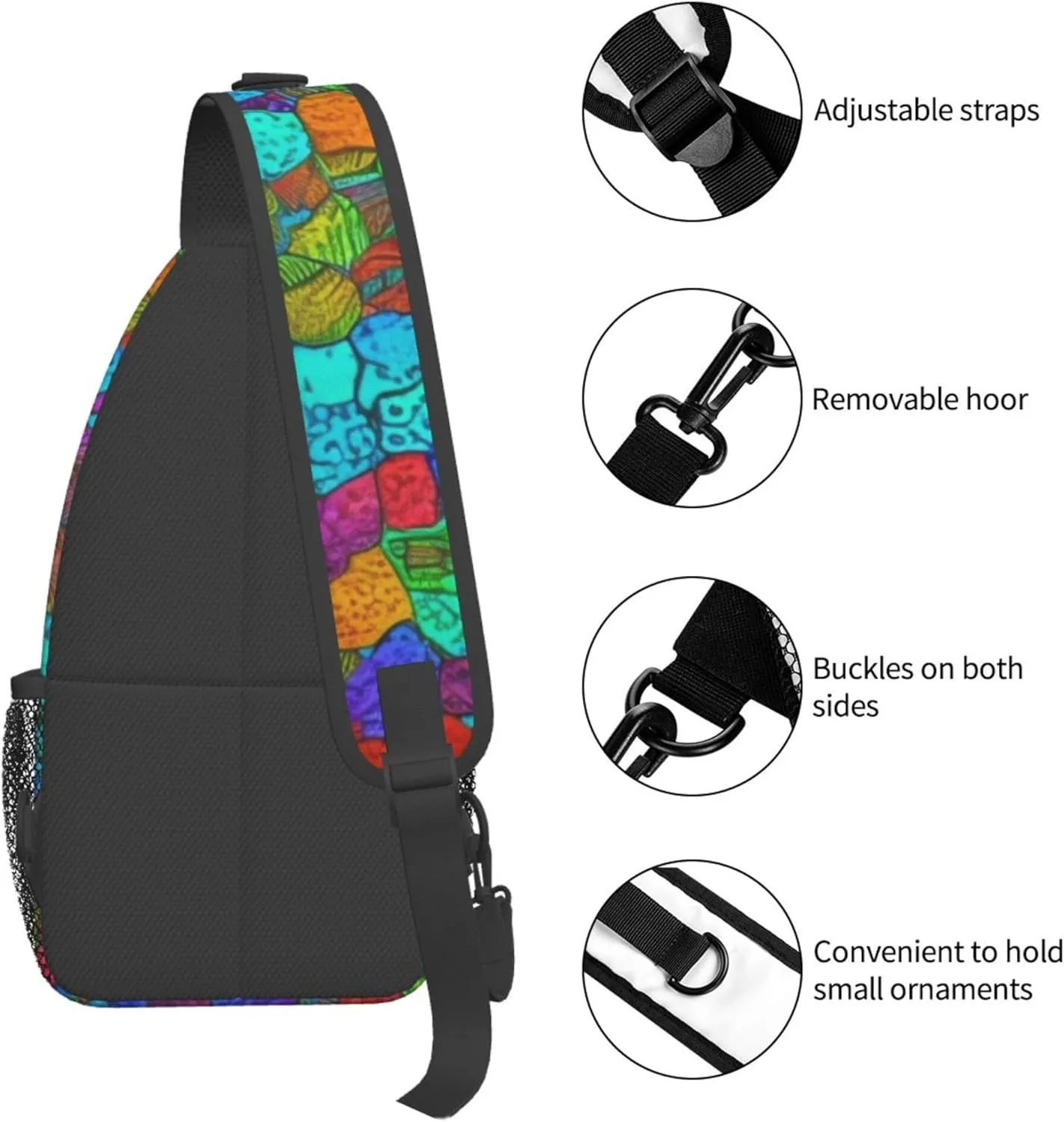 Colorful Puzzle Pattern Sling Backpack Crossbody Bag, Chest Bag Daypack for Outdoors Hiking Traveling