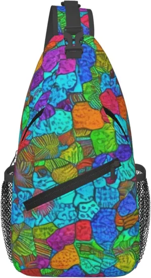 Colorful Puzzle Pattern Sling Backpack Crossbody Bag, Chest Bag Daypack for Outdoors Hiking Traveling