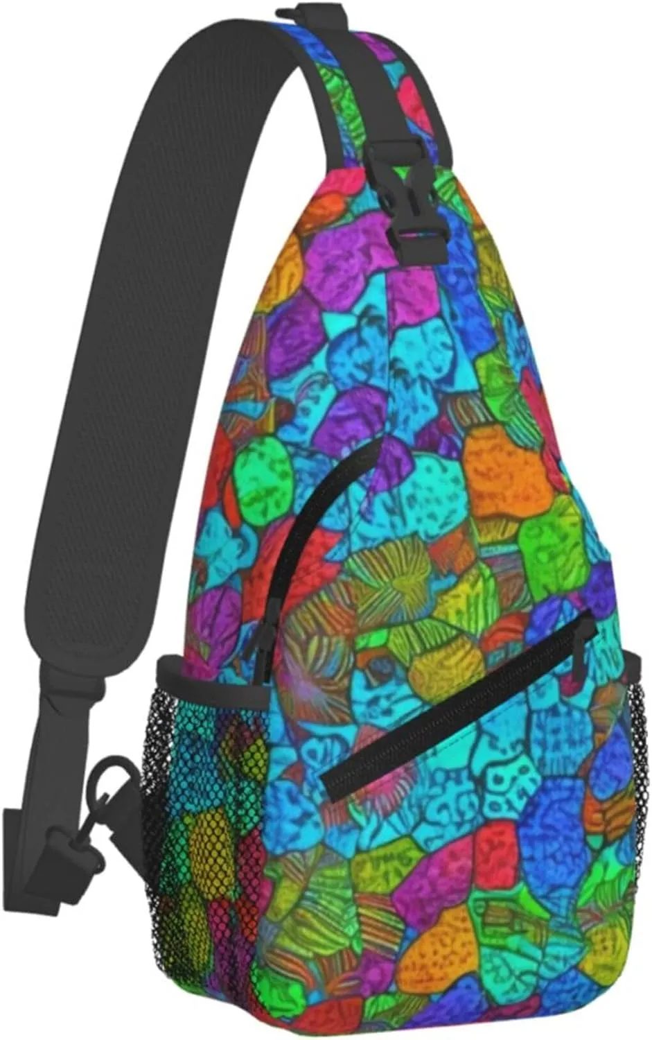 Colorful Puzzle Pattern Sling Backpack Crossbody Bag, Chest Bag Daypack for Outdoors Hiking Traveling