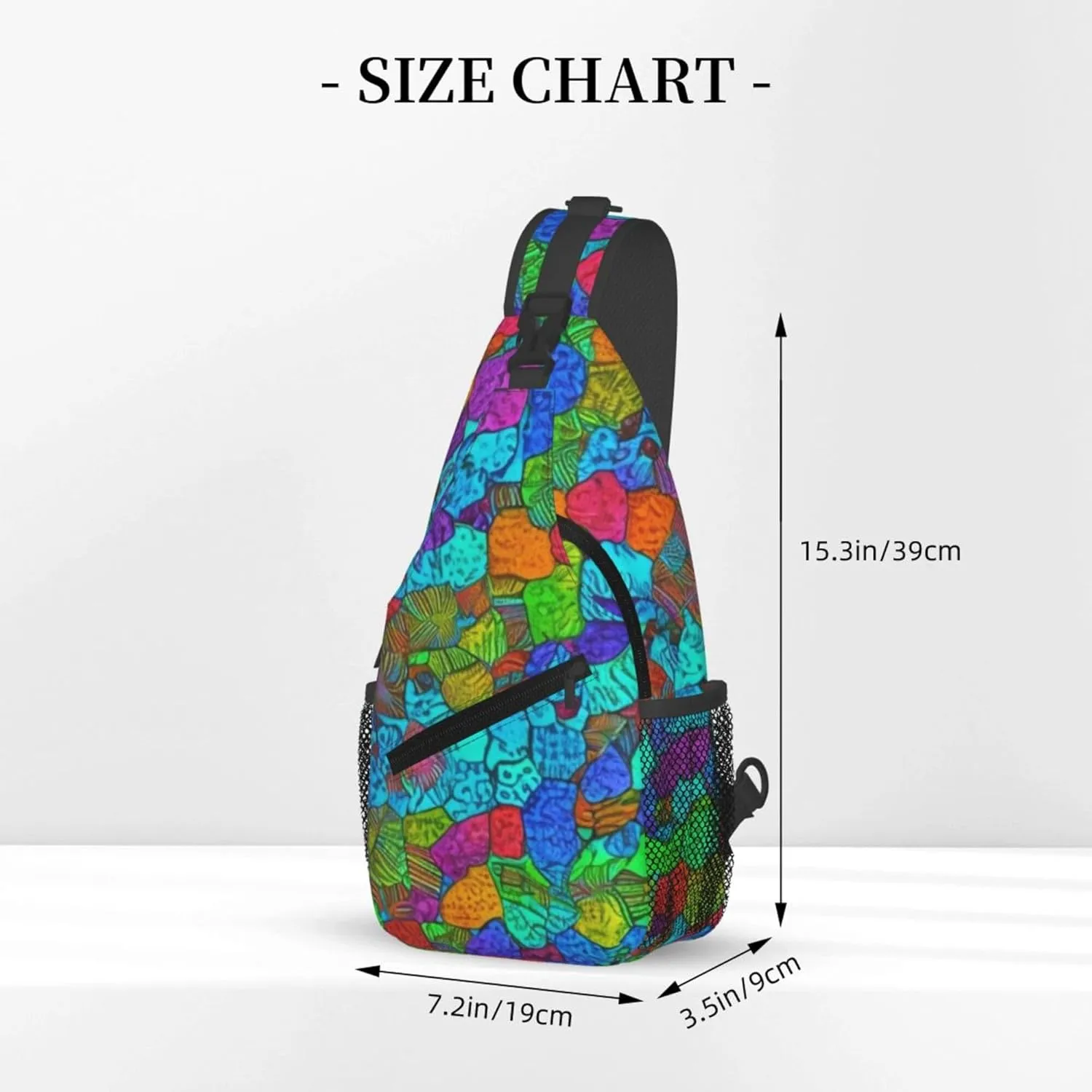 Colorful Puzzle Pattern Sling Backpack Crossbody Bag, Chest Bag Daypack for Outdoors Hiking Traveling