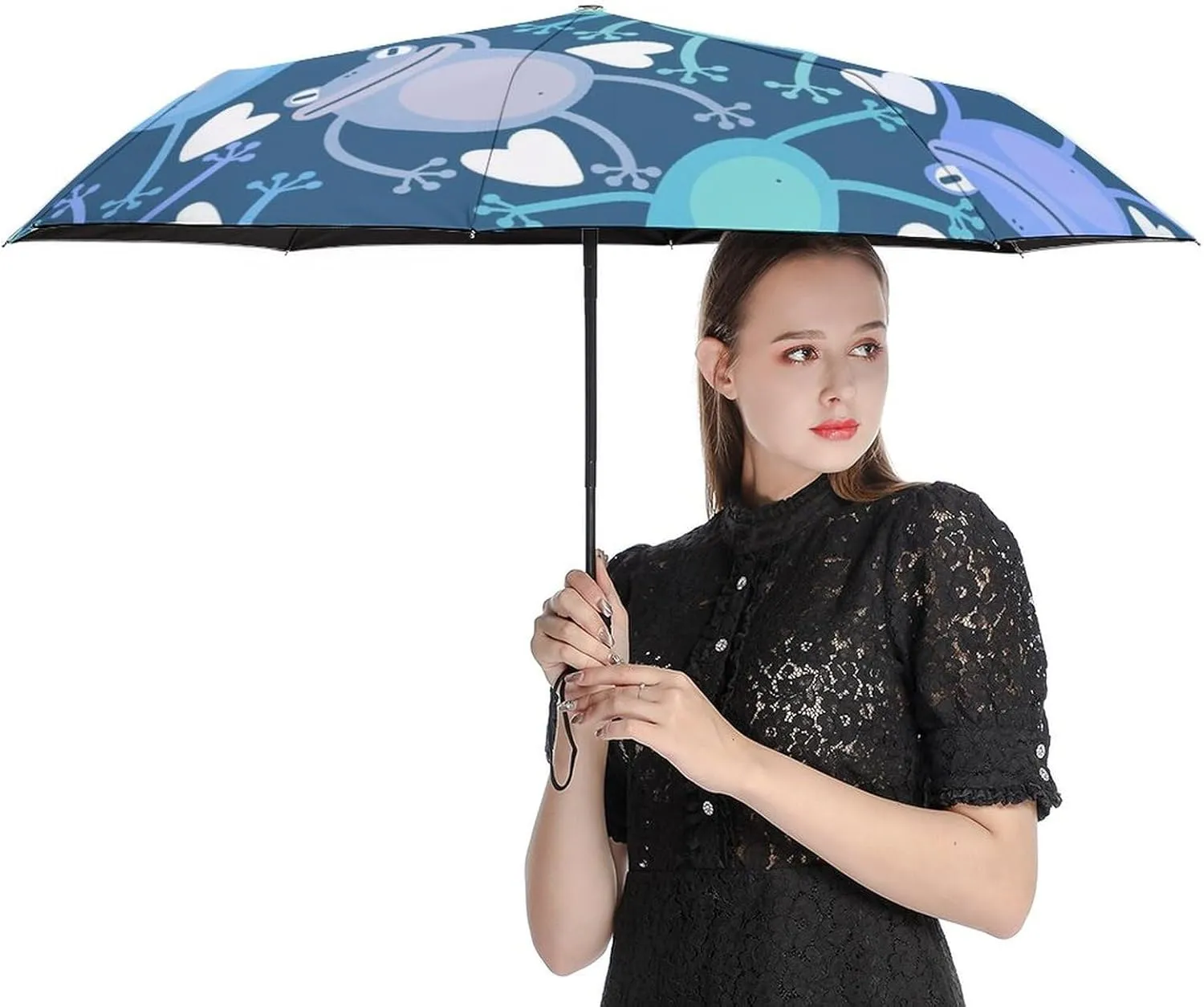 Colorful with Snails Compact Travel Umbrella, Windproof Waterproof Stick Umbrella Protection Umbrellas