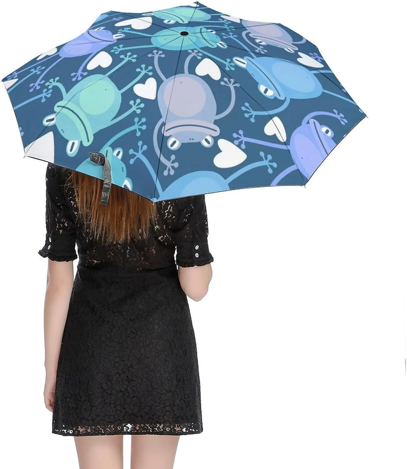 Colorful with Snails Compact Travel Umbrella, Windproof Waterproof Stick Umbrella Protection Umbrellas