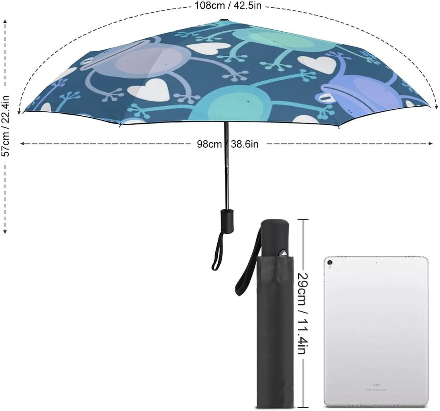 Colorful with Snails Compact Travel Umbrella, Windproof Waterproof Stick Umbrella Protection Umbrellas