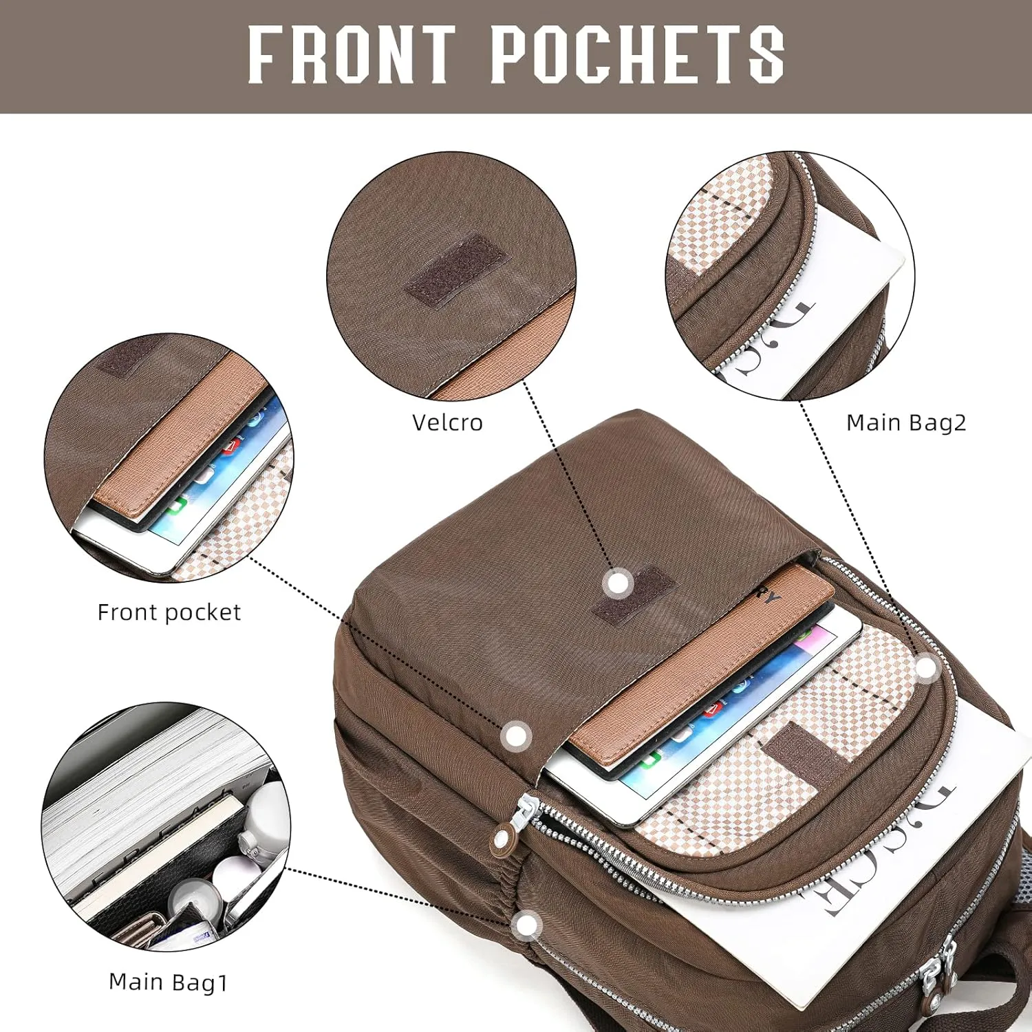 Compact Hiking Nylon Waterproof Laptop Backpack Purse for Women and Men, Small Lightweight Travel Casual Outdoor Dayback